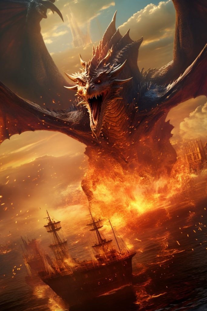 The Assault of a Fearsome Dragon AI Artwork 10