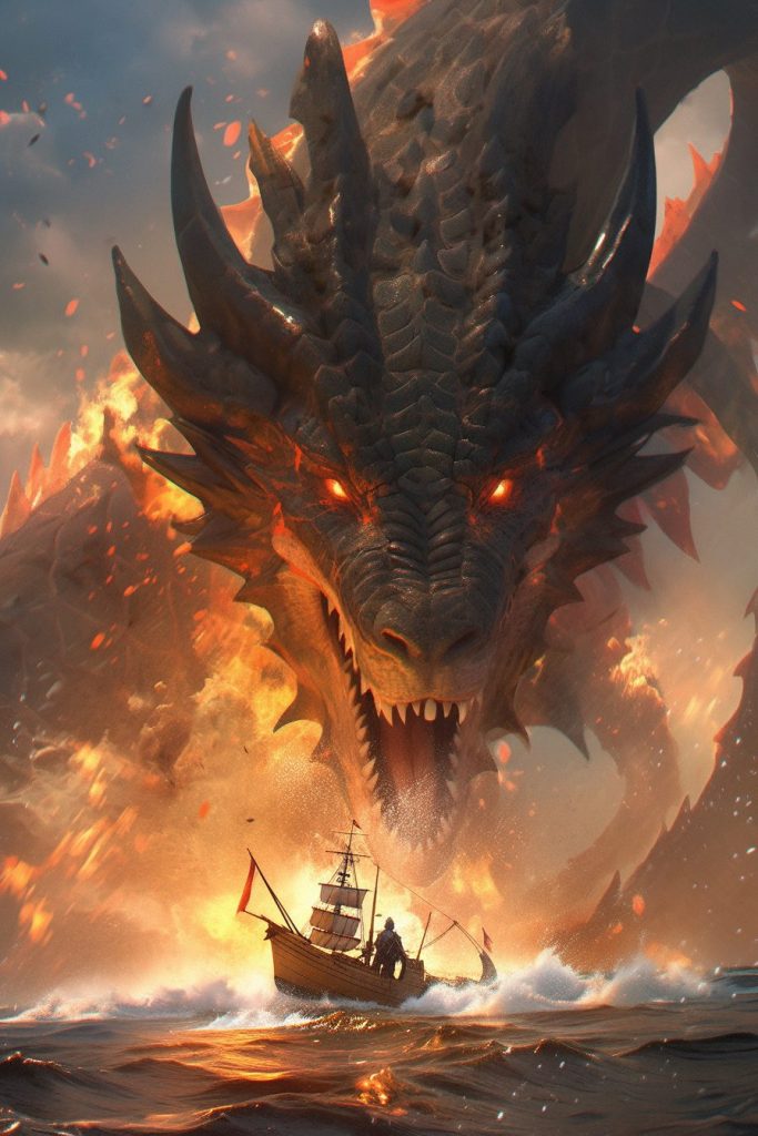 The Assault of a Fearsome Dragon AI Artwork 11