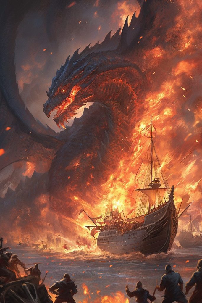 The Assault of a Fearsome Dragon AI Artwork 12