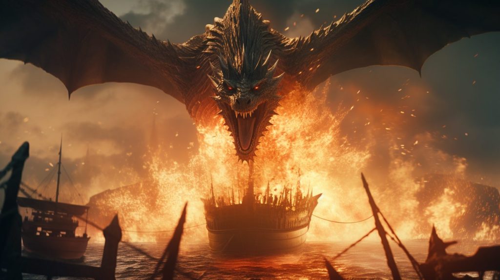 The Assault of a Fearsome Dragon AI Artwork 14
