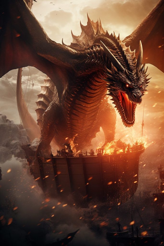 The Assault of a Fearsome Dragon AI Artwork 15