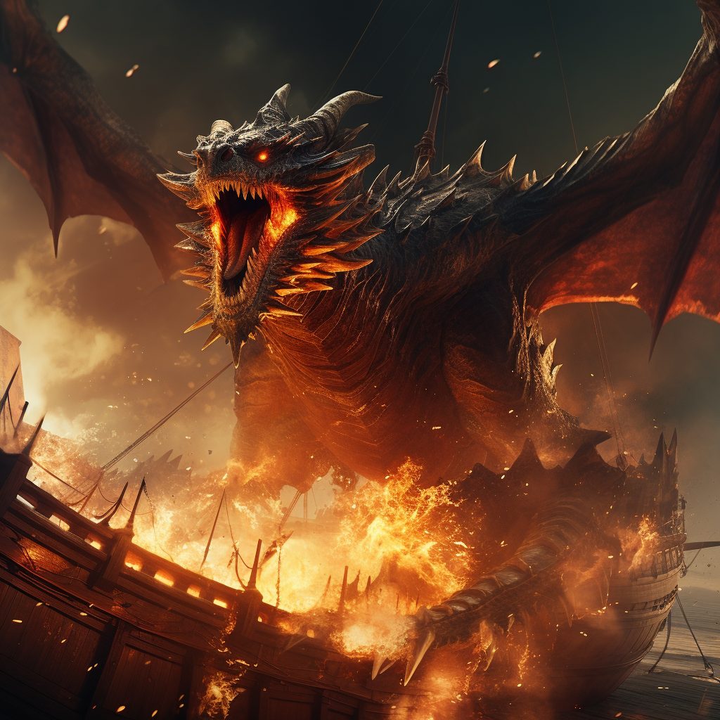 The Assault of a Fearsome Dragon AI Artwork 17