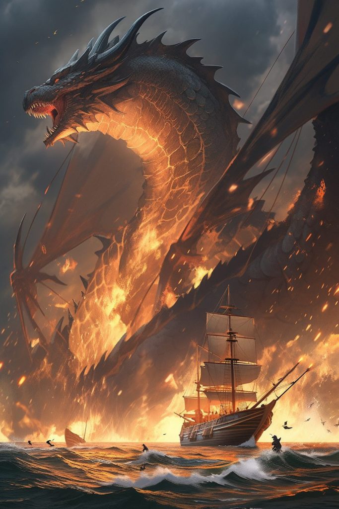 The Assault of a Fearsome Dragon AI Artwork 18