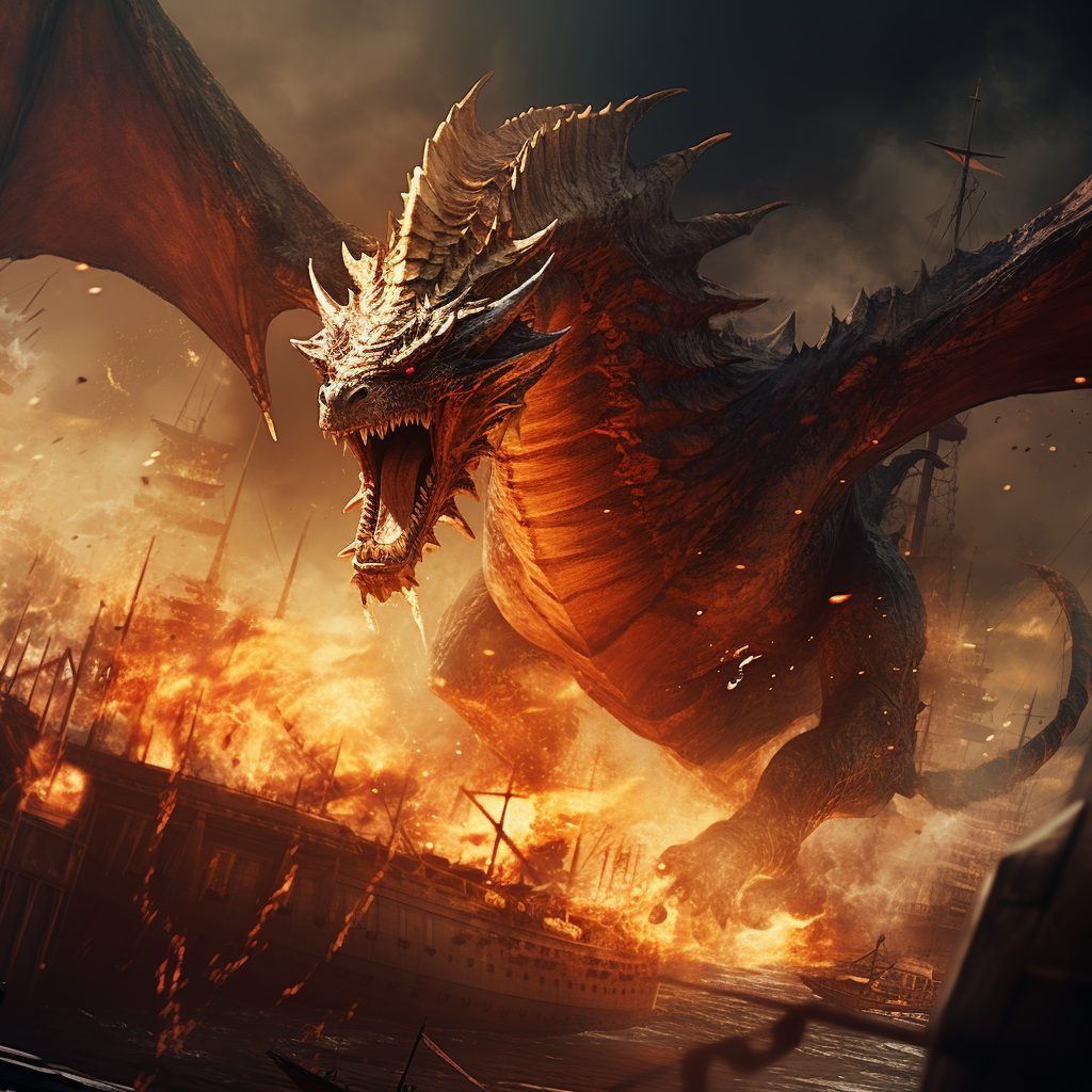 The Assault of a Fearsome Dragon AI Artwork 19