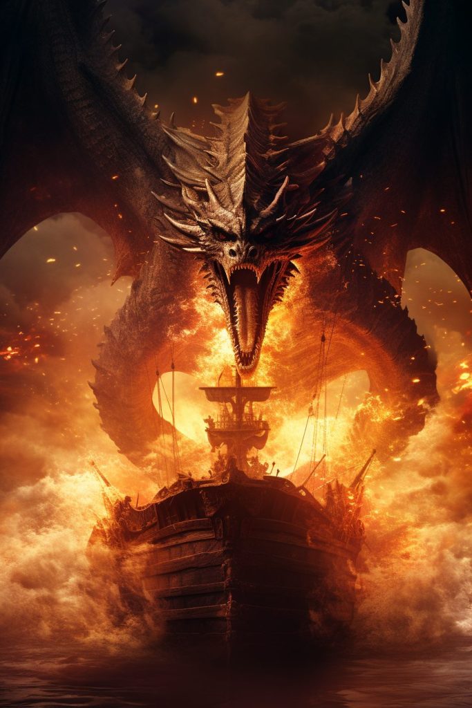 The Assault of a Fearsome Dragon AI Artwork 20