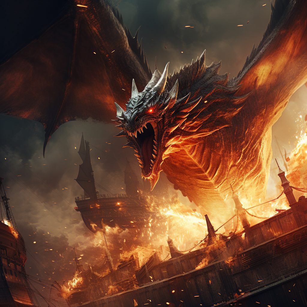 The Assault of a Fearsome Dragon AI Artwork 21