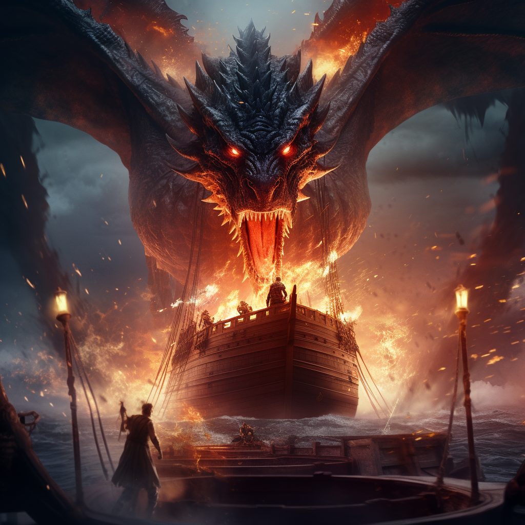 The Assault of a Fearsome Dragon AI Artwork 22