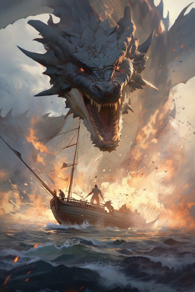 The Assault of a Fearsome Dragon AI Artwork 3