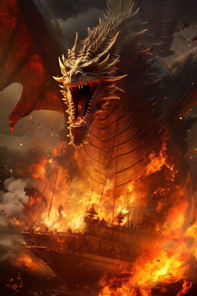 The Assault of a Fearsome Dragon AI Artwork 6