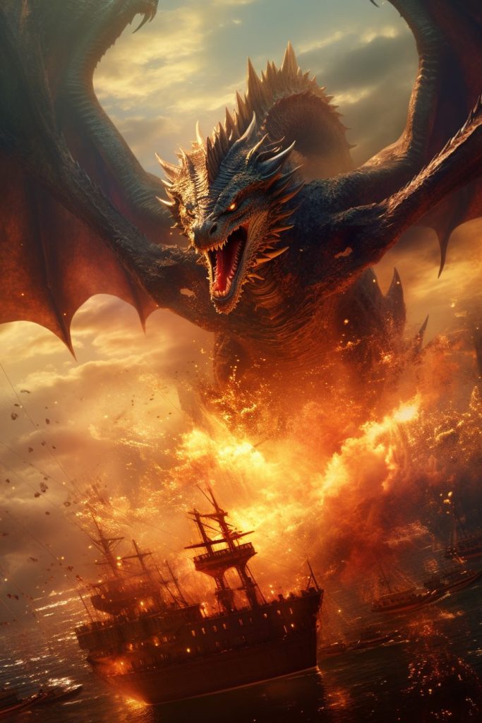 The Assault of a Fearsome Dragon AI Artwork 7