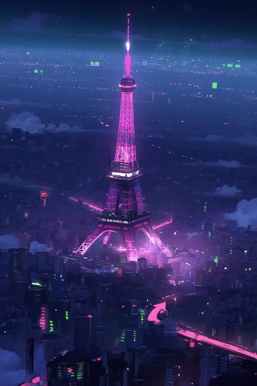 The Cyberpunk Eiffel Tower AI Artwork