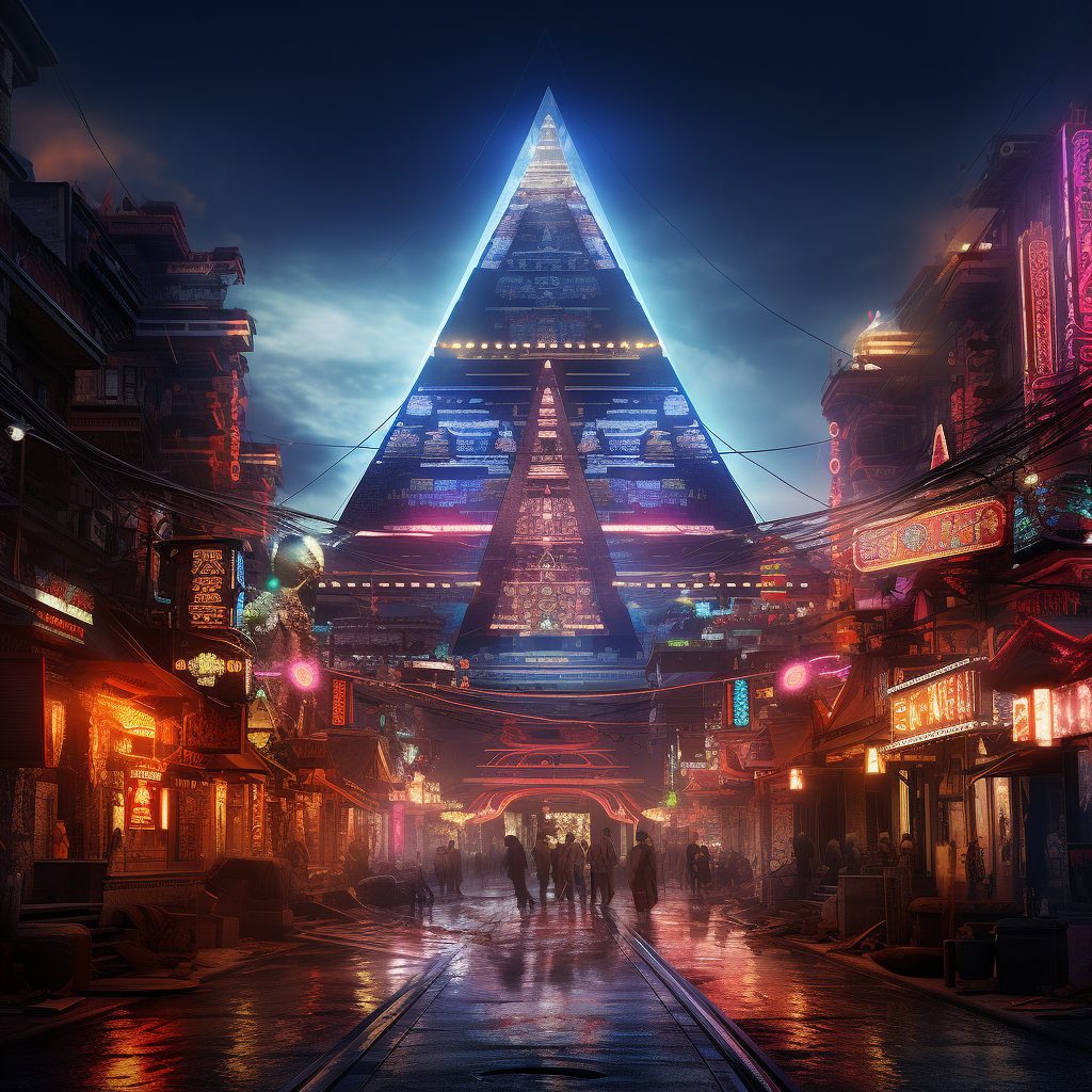The Cyberpunk Neon Pyramids AI Artwork 12