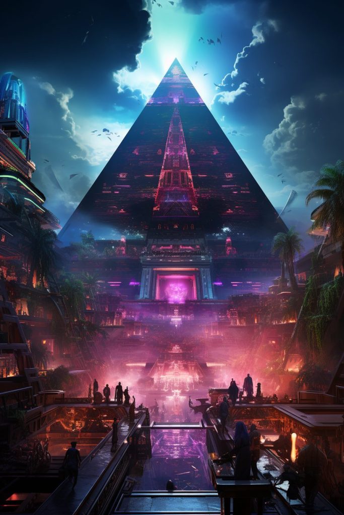 The Cyberpunk Neon Pyramids AI Artwork 14