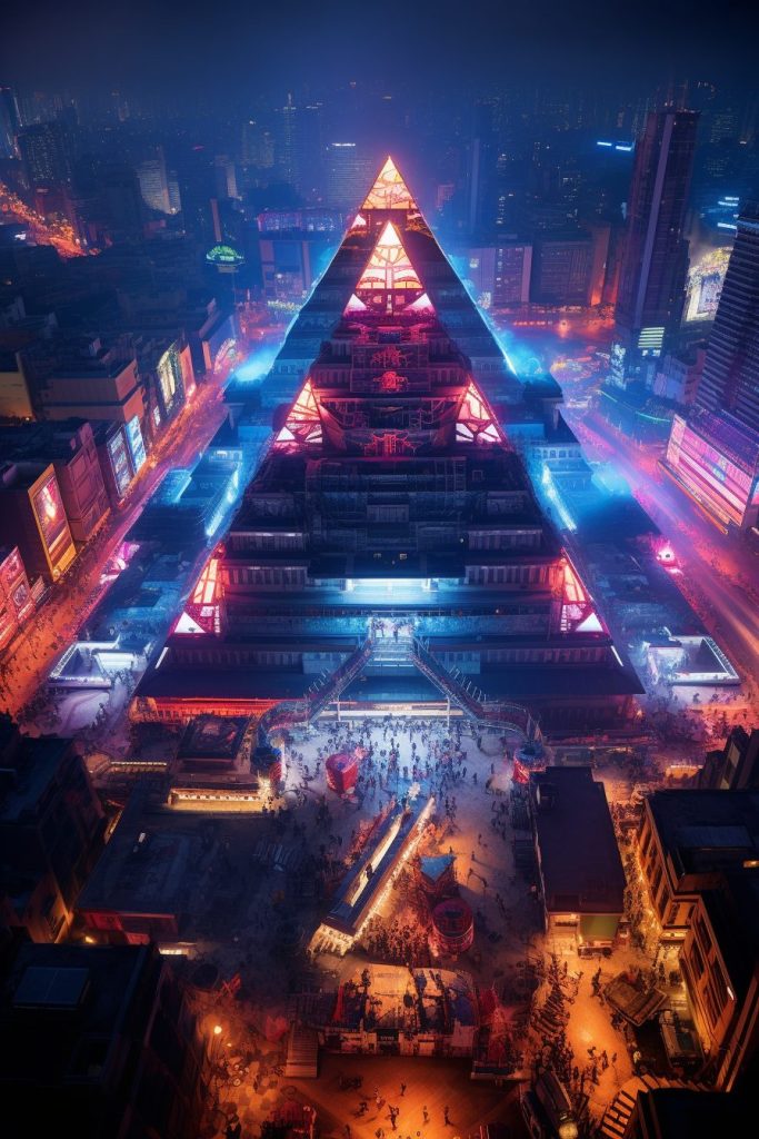 The Cyberpunk Neon Pyramids AI Artwork 33
