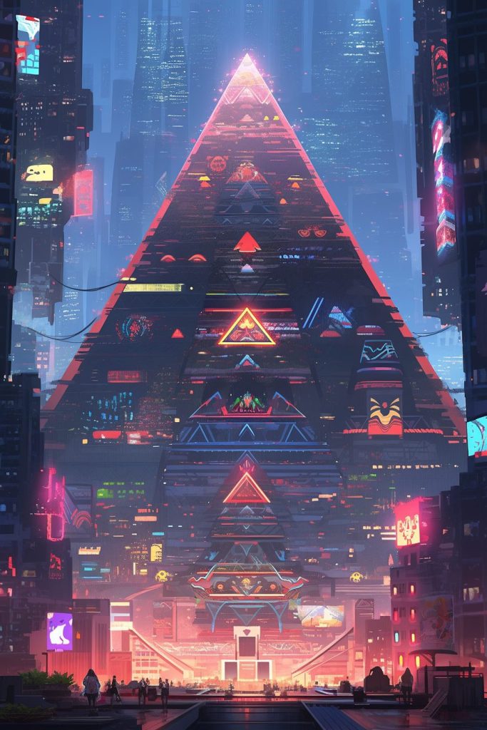 The Cyberpunk Neon Pyramids AI Artwork 39
