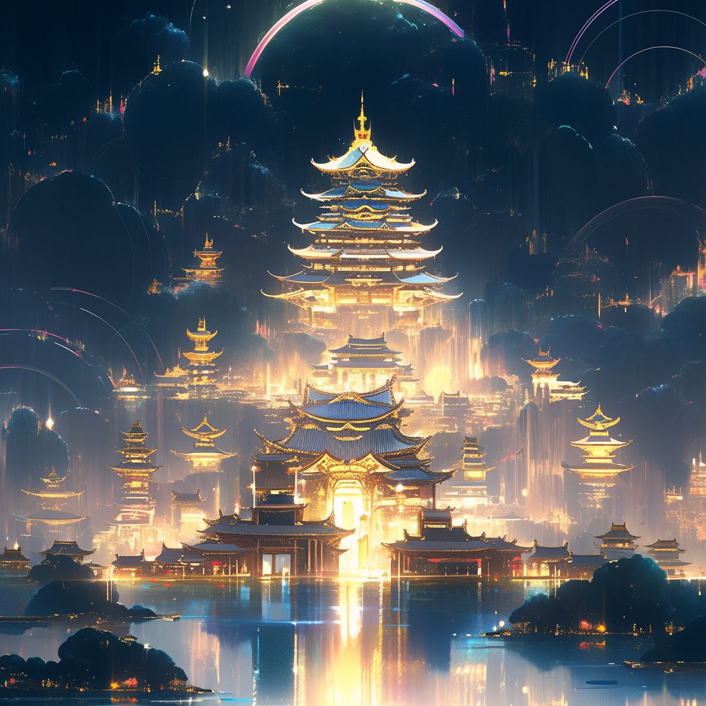 The Cyberpunk Pagoda Towers AI Artwork 14