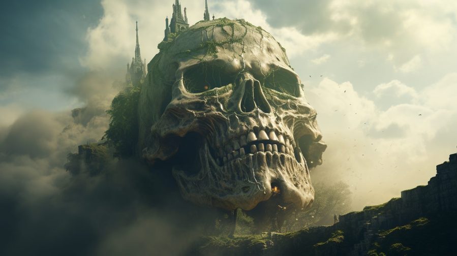 The Great Moving Skull Fortress Animated AI Artwork Video