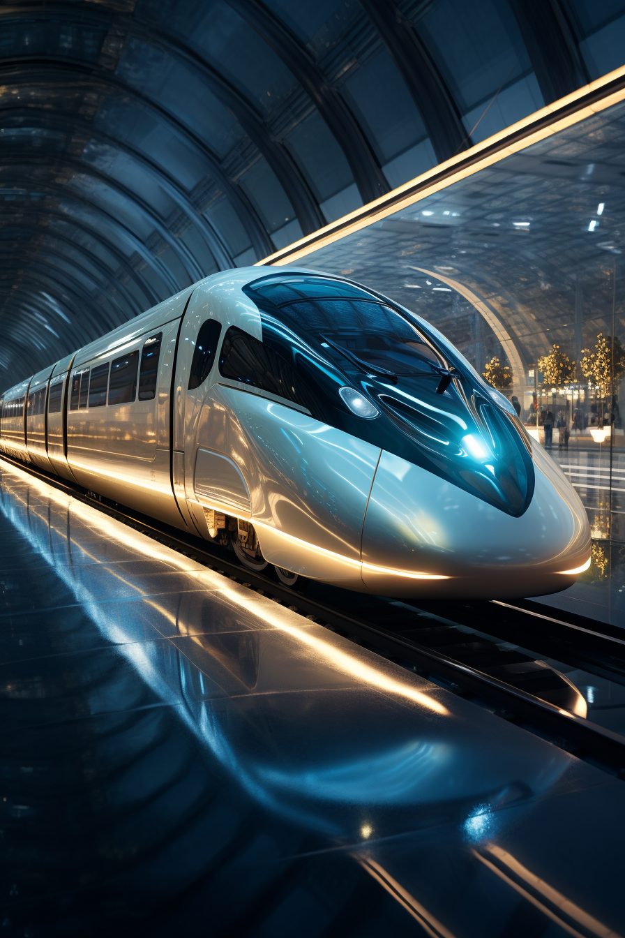A Futuristic Neon Train Station