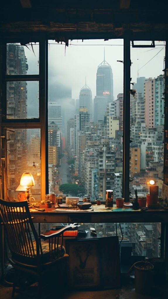 Apartment Rooms with Old Hong Kong City Vibes AI Artwork 14
