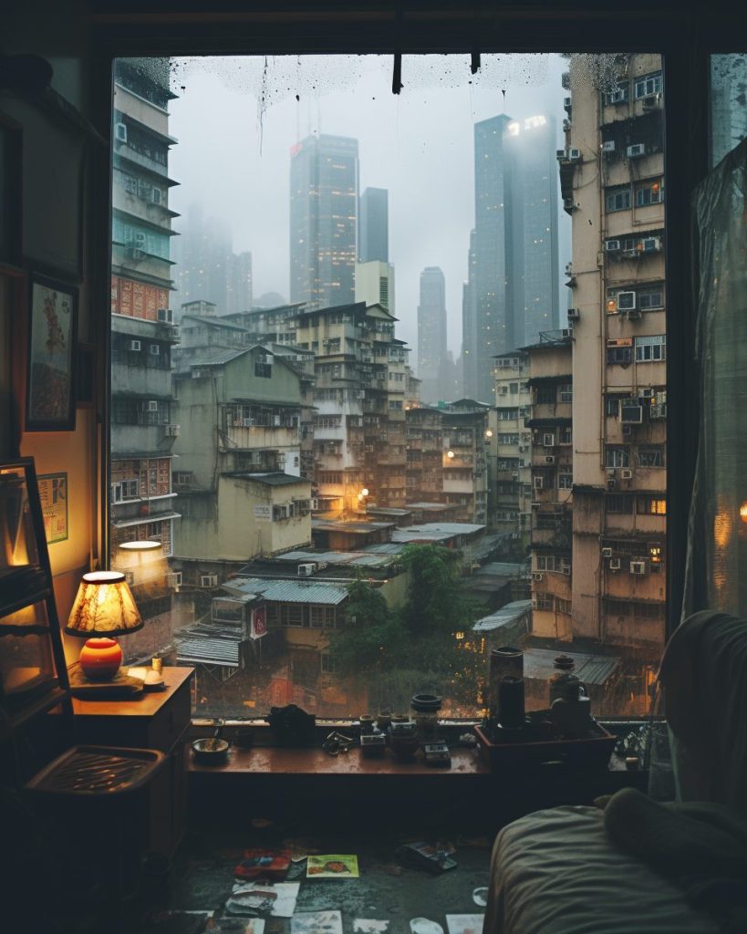 Apartment Rooms with Old Hong Kong City Vibes AI Artwork 15