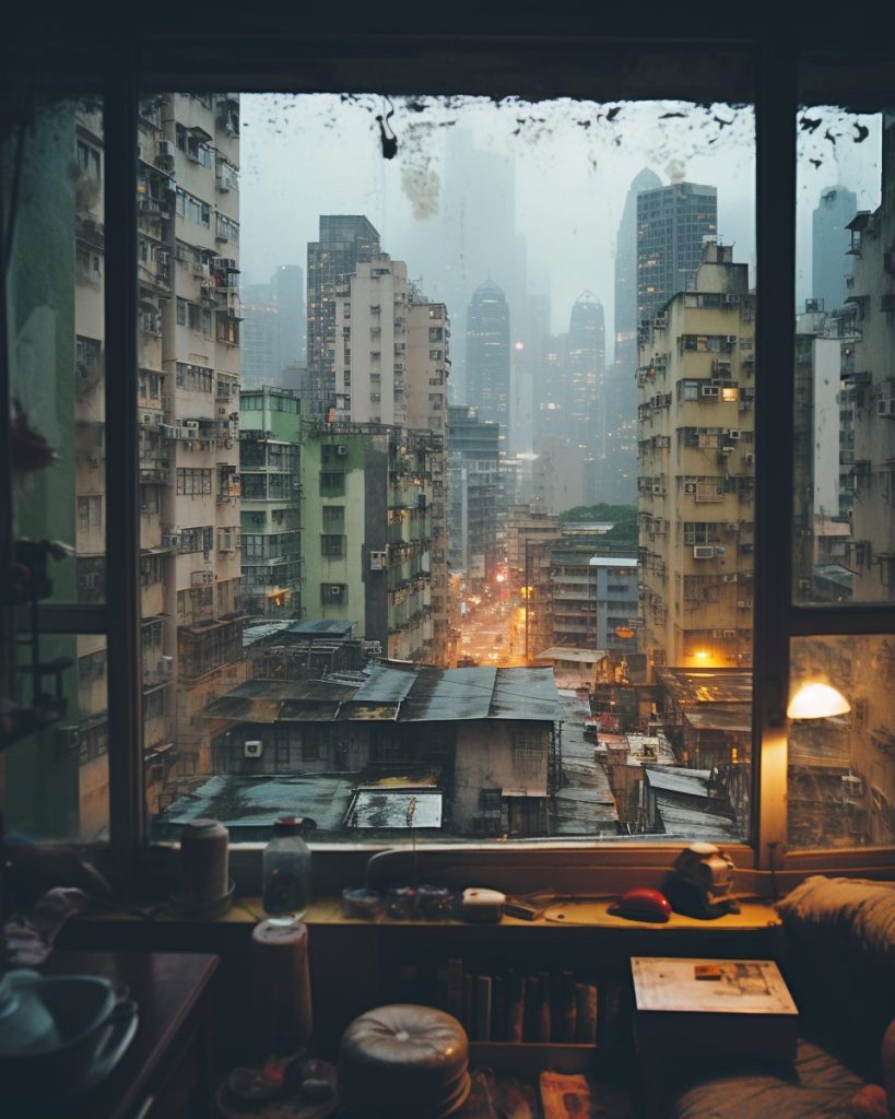 Apartment Rooms with Old Hong Kong City Vibes AI Artwork 18
