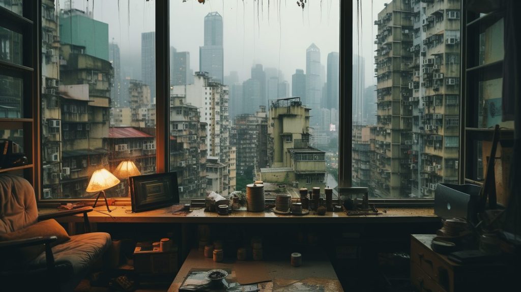 Apartment Rooms with Old Hong Kong City Vibes AI Artwork 22