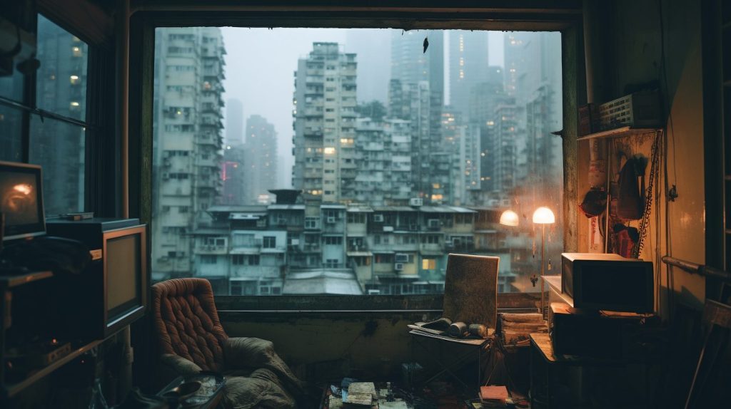 Apartment Rooms with Old Hong Kong City Vibes AI Artwork 8