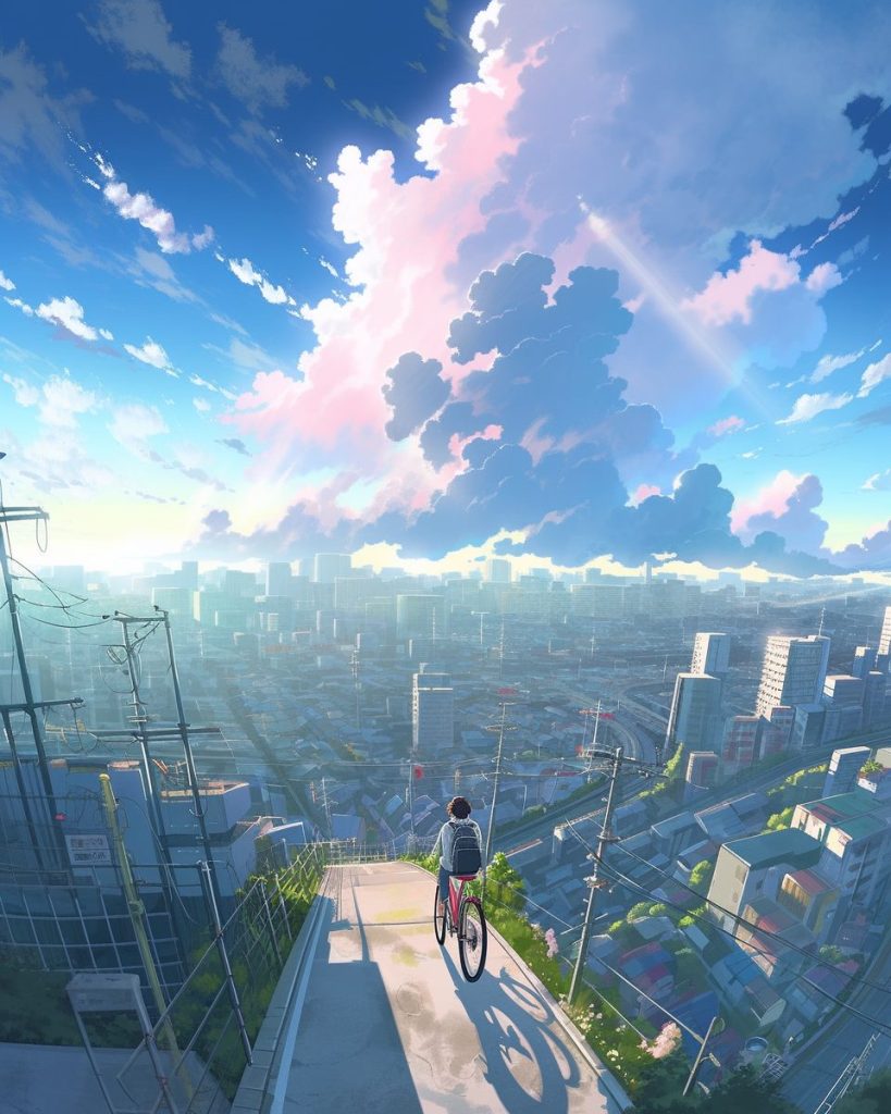 Cycling Through the Tokyo Suburbs AI Artwork 12