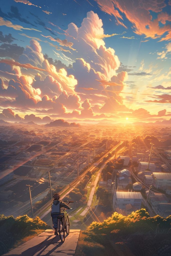 Cycling Through the Tokyo Suburbs AI Artwork 4