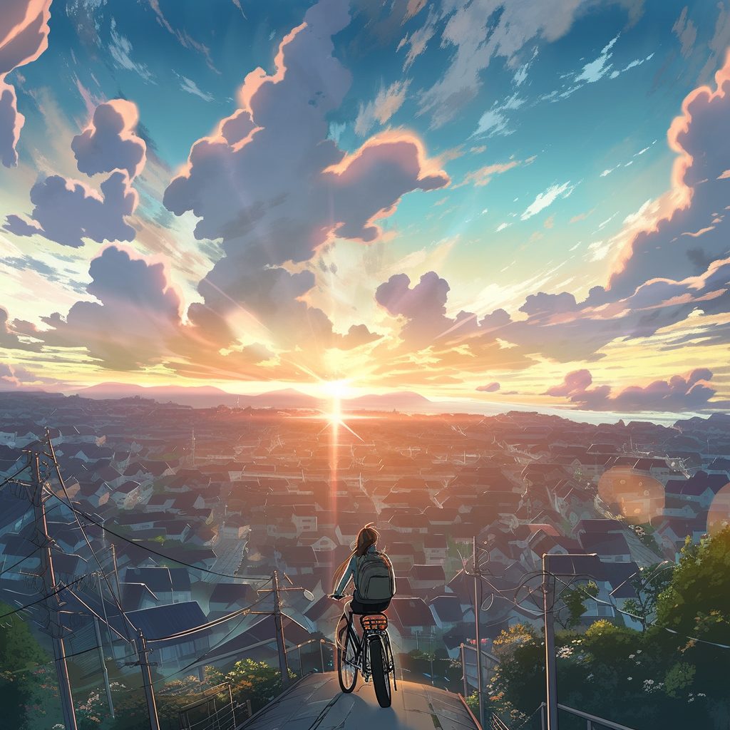 Cycling Through the Tokyo Suburbs AI Artwork 5