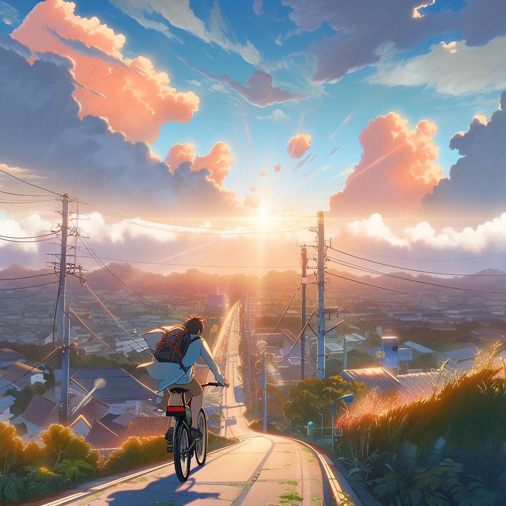 Cycling Through the Tokyo Suburbs AI Artwork 8