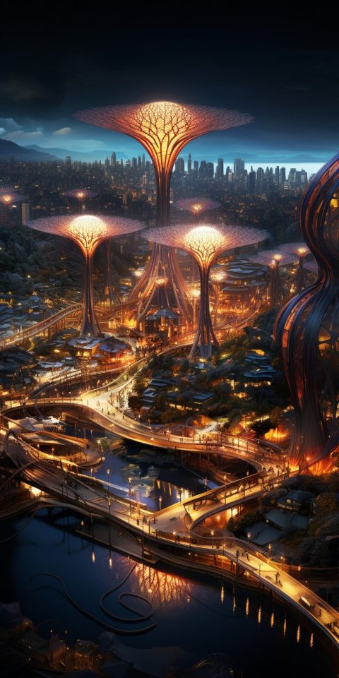 Futuristic Cities with Towering Vertical Structures