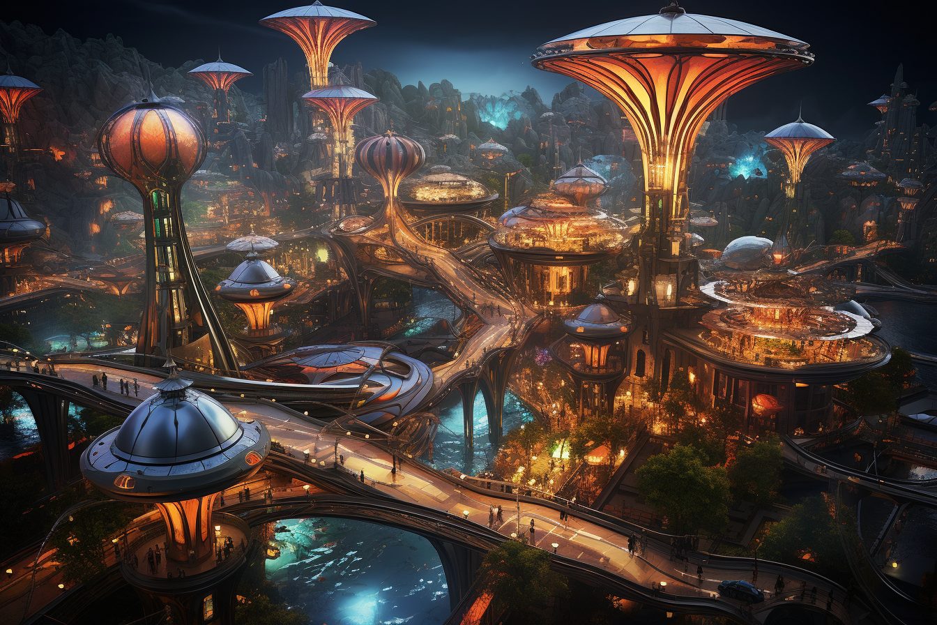 Futuristic Cities with Towering Vertical Structures