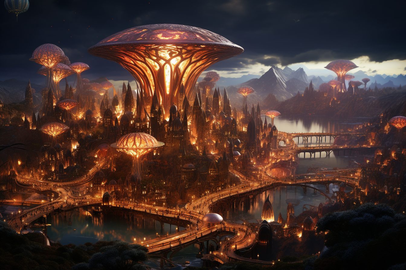Futuristic Cities with Towering Vertical Structures