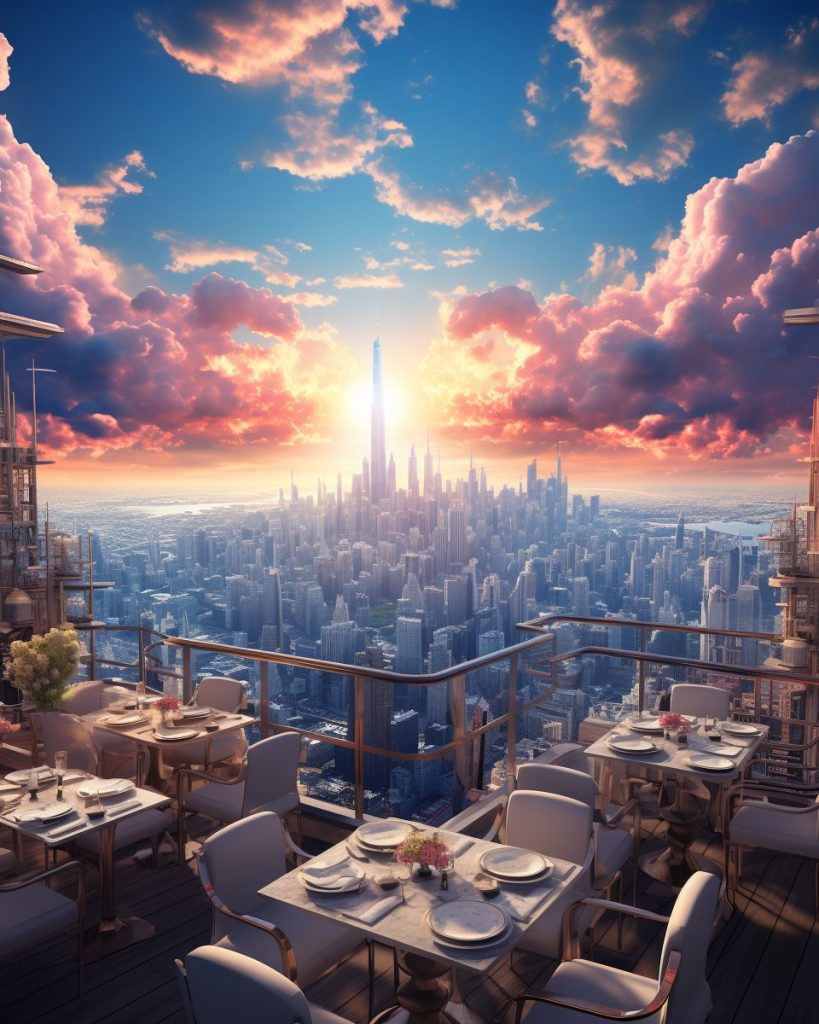 Rooftop Restaurants with Incredible City Skyline Views AI Artwork 10