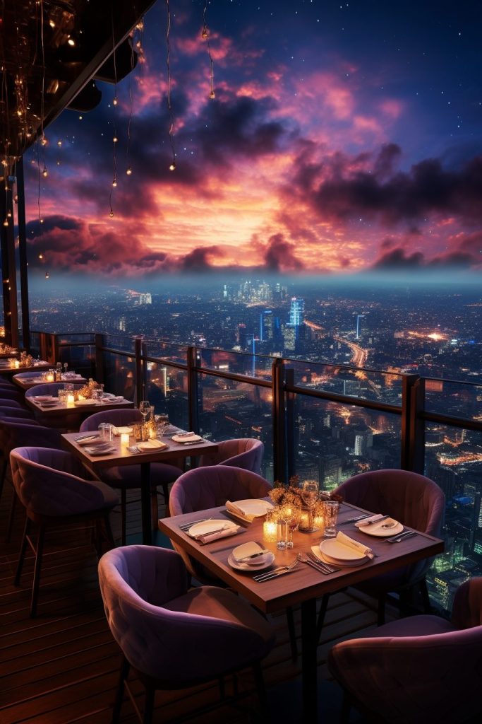 Rooftop Restaurants with Incredible City Skyline Views AI Artwork 18