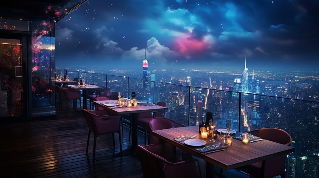 Rooftop Restaurants with Incredible City Skyline Views AI Artwork 20