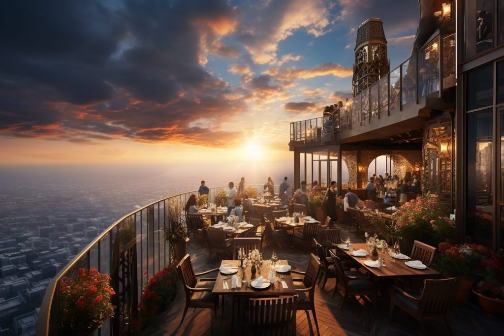 Rooftop Restaurants with Incredible City Skyline Views AI Artwork 21
