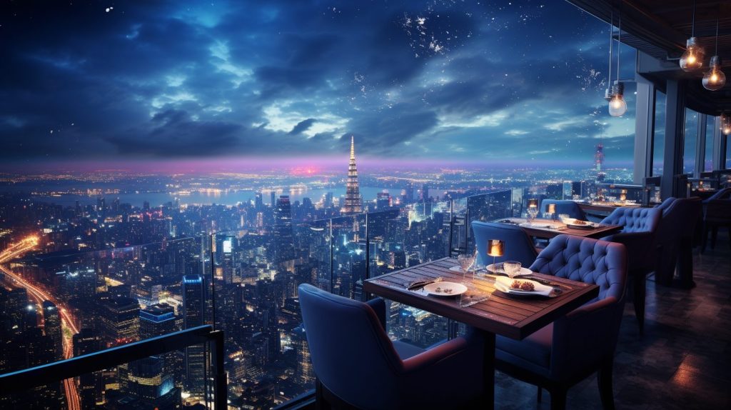 Rooftop Restaurants with Incredible City Skyline Views AI Artwork 22
