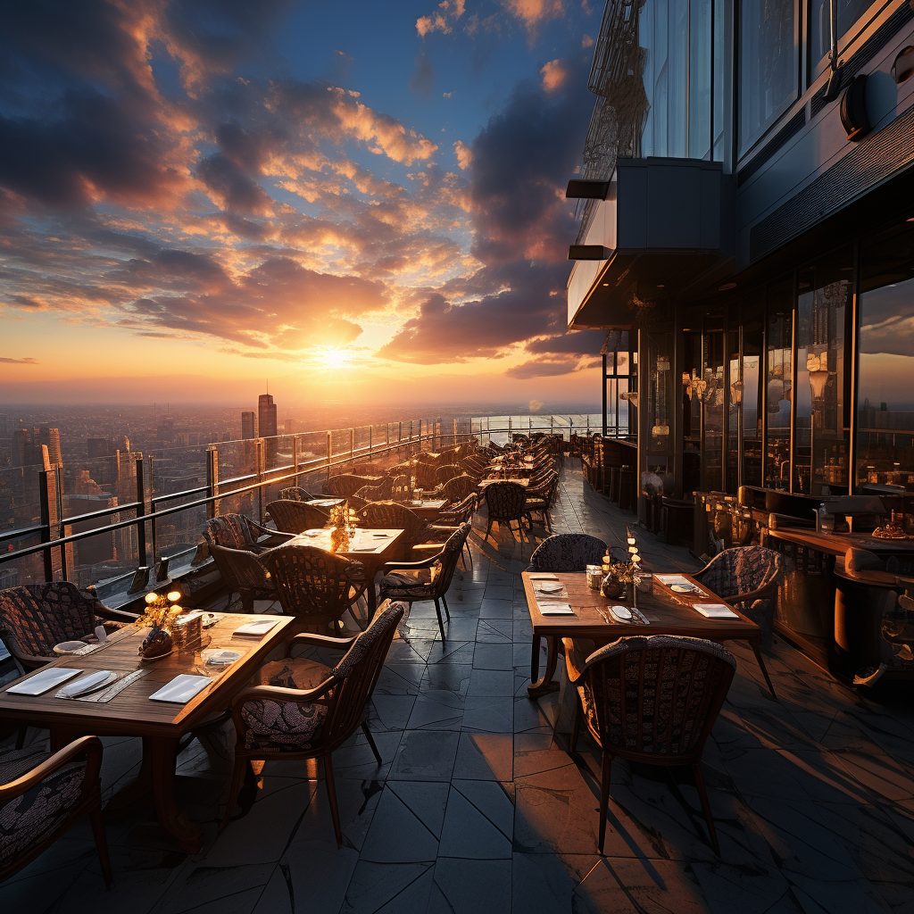 Rooftop Restaurants with Incredible City Skyline Views AI Artwork 7
