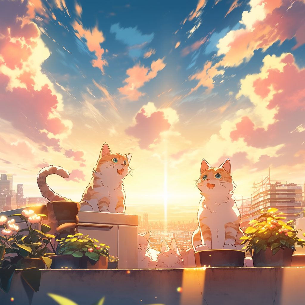 Rooftop View of the City with Cats AI Artwork 20