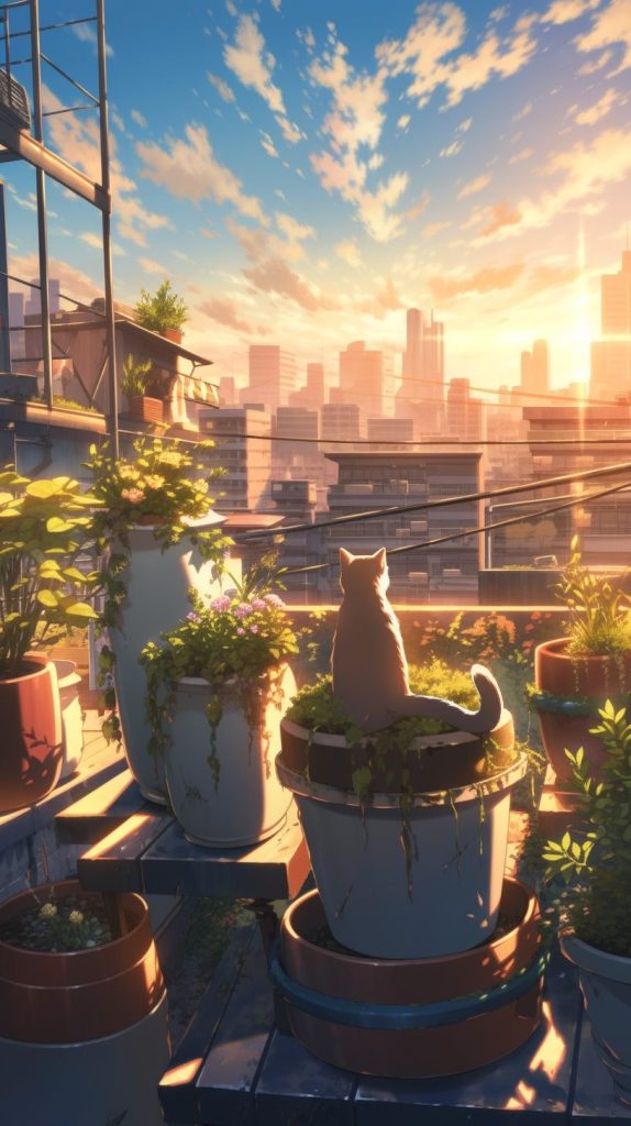 Rooftop View of the City with Cats AI Artwork 24