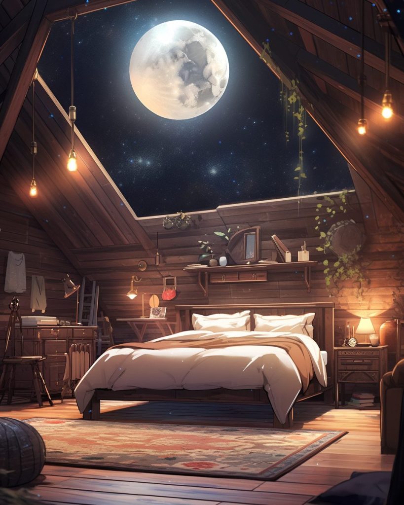 Rustic Attic Bedrooms with Skylights AI Artwork 20