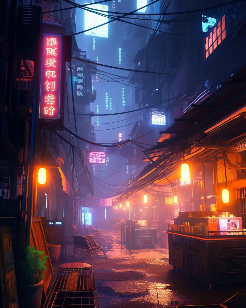 The Colorful Neon Alleyways of the City AI Artwork 12
