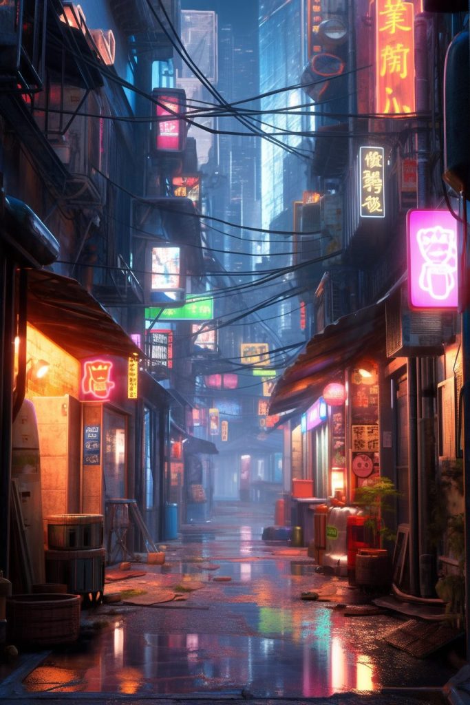 The Colorful Neon Alleyways of the City AI Artwork 2
