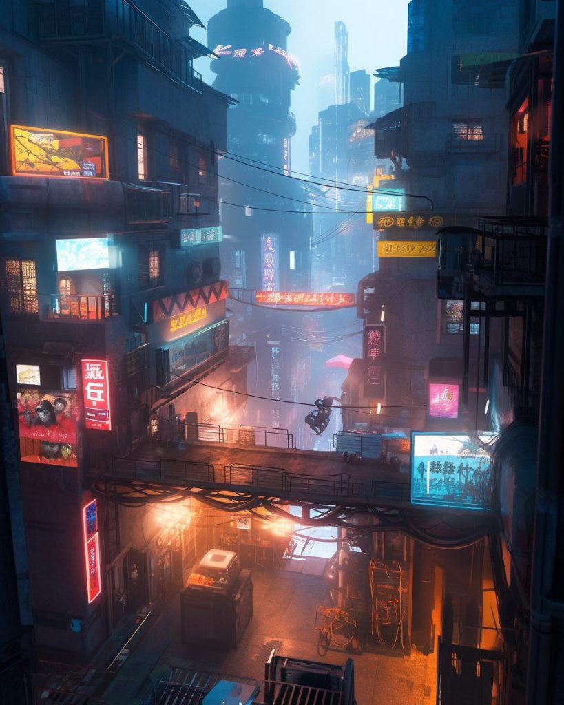 The Colorful Neon Alleyways of the City AI Artwork 26