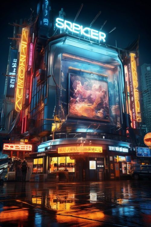 The Cyberpunk City Cinemas AI Artwork