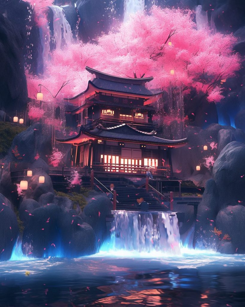 Traditional Japanese Houses Surrounded By Natural Landscapes AI Artwork 9