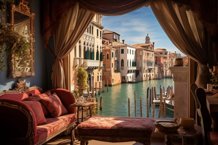 Venetian Style Bedroom with a View of the Venice River