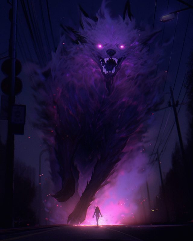 A Dark Spiritual Wolf Animated AI Artwork Video